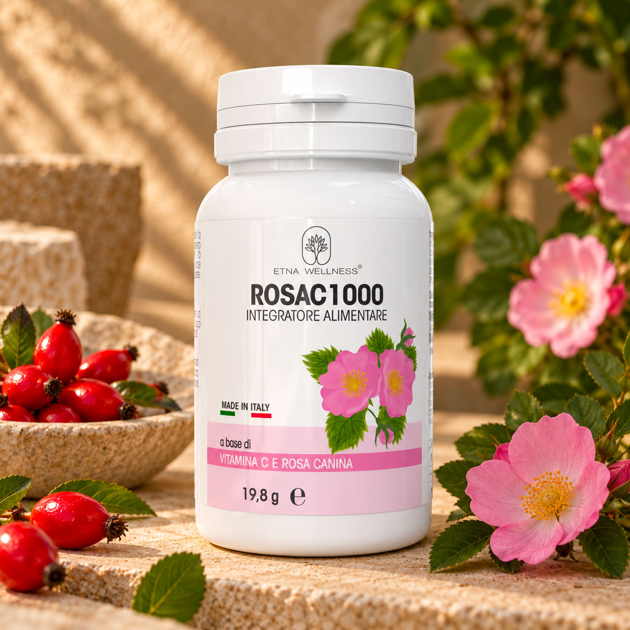 Rosac1000, integratore con vitamina C e rosa canina, 30 capsule